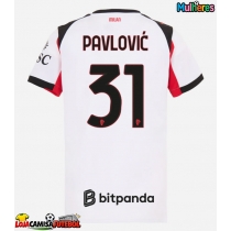 Camisa de Futebol AC Milan Strahinja Pavlovic #31 Equipamento Secundário Mulheres 2025-26 Manga Curta